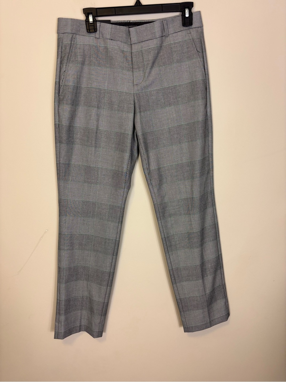 New Banana Republic Ryan Mid Rise Gray Plaid Slim Fit Straight-Leg Dress Pants 6